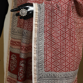Red - natural dyed hand chanderi silk bagh dupatta 01