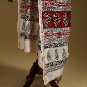 Red - natural dyed hand chanderi silk bagh dupatta 01