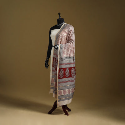 Red - natural dyed hand chanderi silk bagh dupatta 02