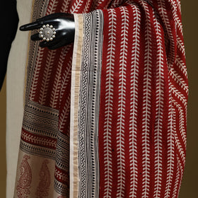 Red - natural dyed hand chanderi silk bagh dupatta 07