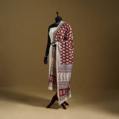 Red - natural dyed hand chanderi silk bagh dupatta 13