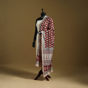 Red - natural dyed hand chanderi silk bagh dupatta 13