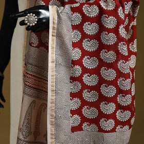 Red - natural dyed hand chanderi silk bagh dupatta 13