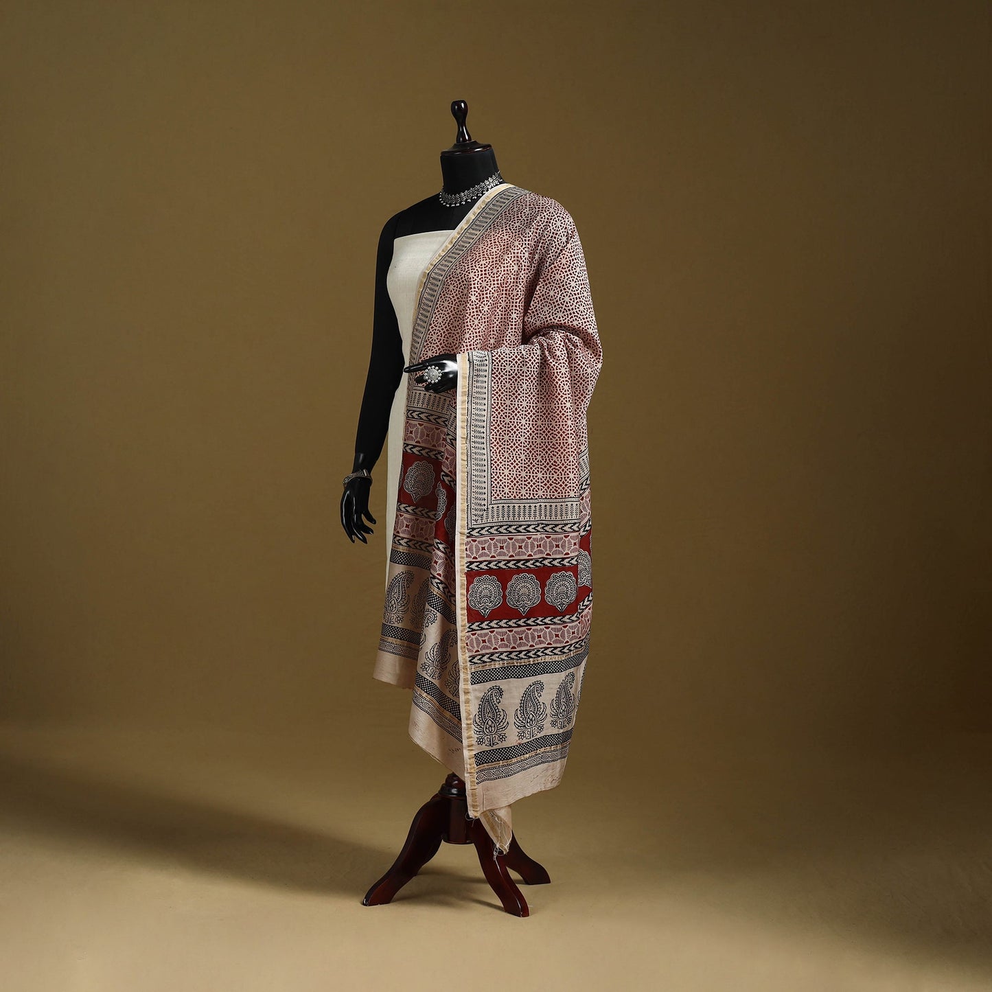 Red - natural dyed hand chanderi silk bagh dupatta 16