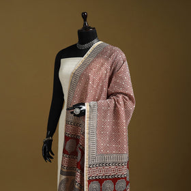 Red - natural dyed hand chanderi silk bagh dupatta 16