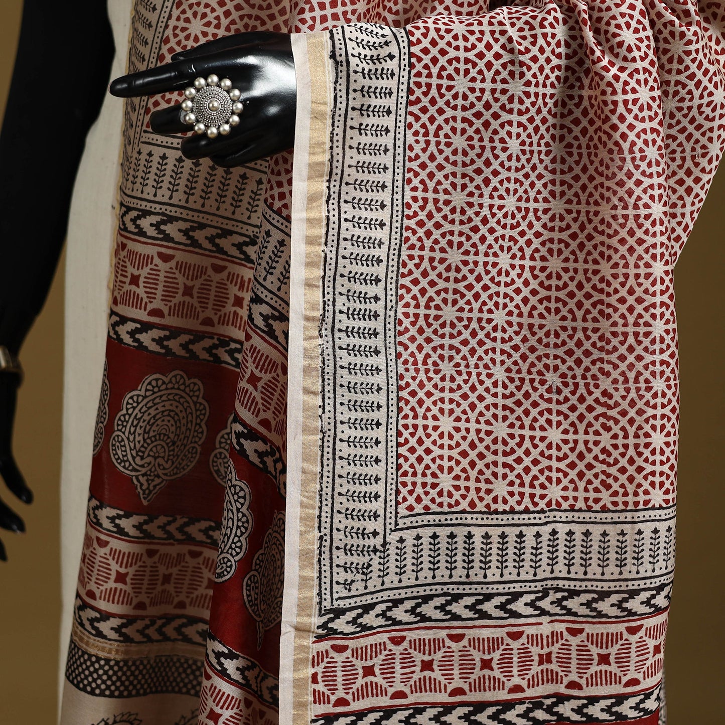 Red - natural dyed hand chanderi silk bagh dupatta 16