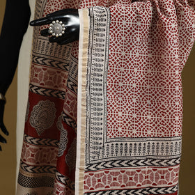 Red - natural dyed hand chanderi silk bagh dupatta 16