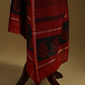 Red - natural dyed hand chanderi silk bagh dupatta 17