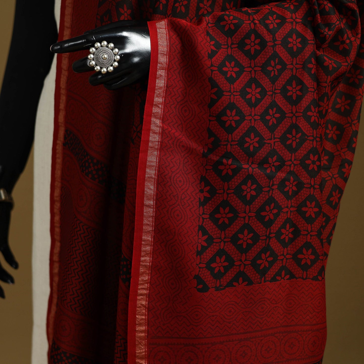 Red - natural dyed hand chanderi silk bagh dupatta 17