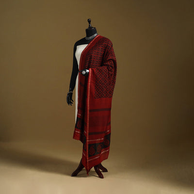 Red - natural dyed hand chanderi silk bagh dupatta 17