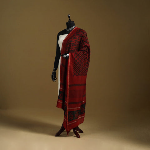 Red - natural dyed hand chanderi silk bagh dupatta 17