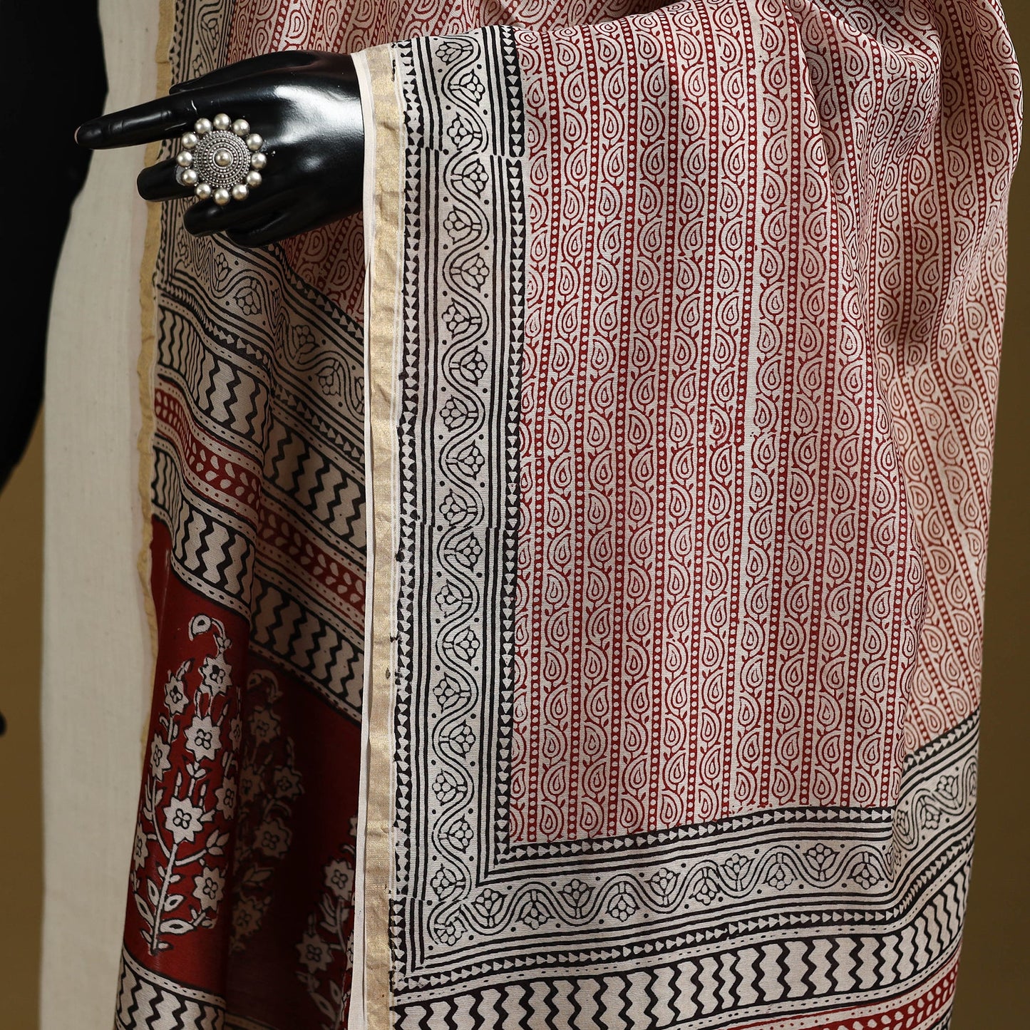 Red - natural dyed hand chanderi silk bagh dupatta 24