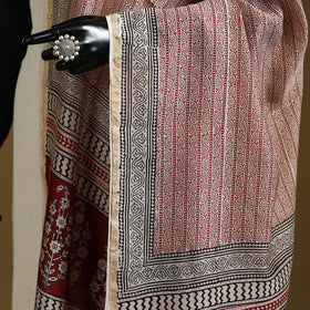 Red - natural dyed hand chanderi silk bagh dupatta 24