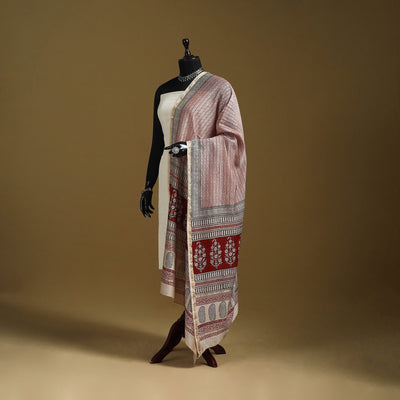 Red - natural dyed hand chanderi silk bagh dupatta 24