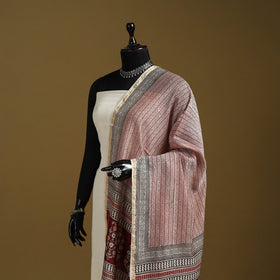 Red - natural dyed hand chanderi silk bagh dupatta 24