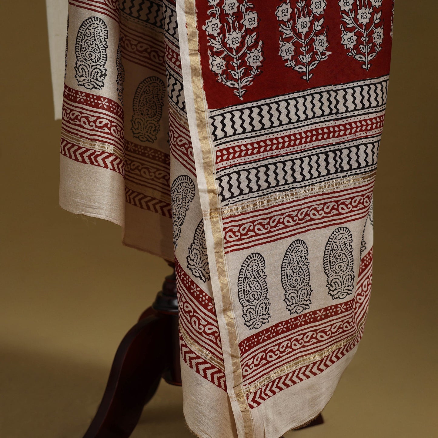 Red - natural dyed hand chanderi silk bagh dupatta 24