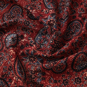  Red Block Print Cotton Ajrakh Fabric