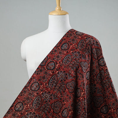  Red Block Print Cotton Ajrakh Fabric