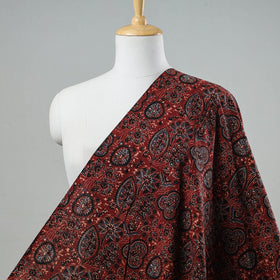  Red Block Print Cotton Ajrakh Fabric