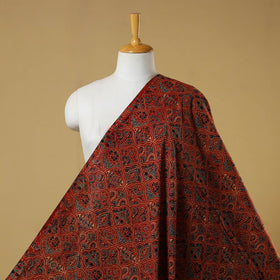 Red - natural dyed hand cotton fabric 07 - handcrafted