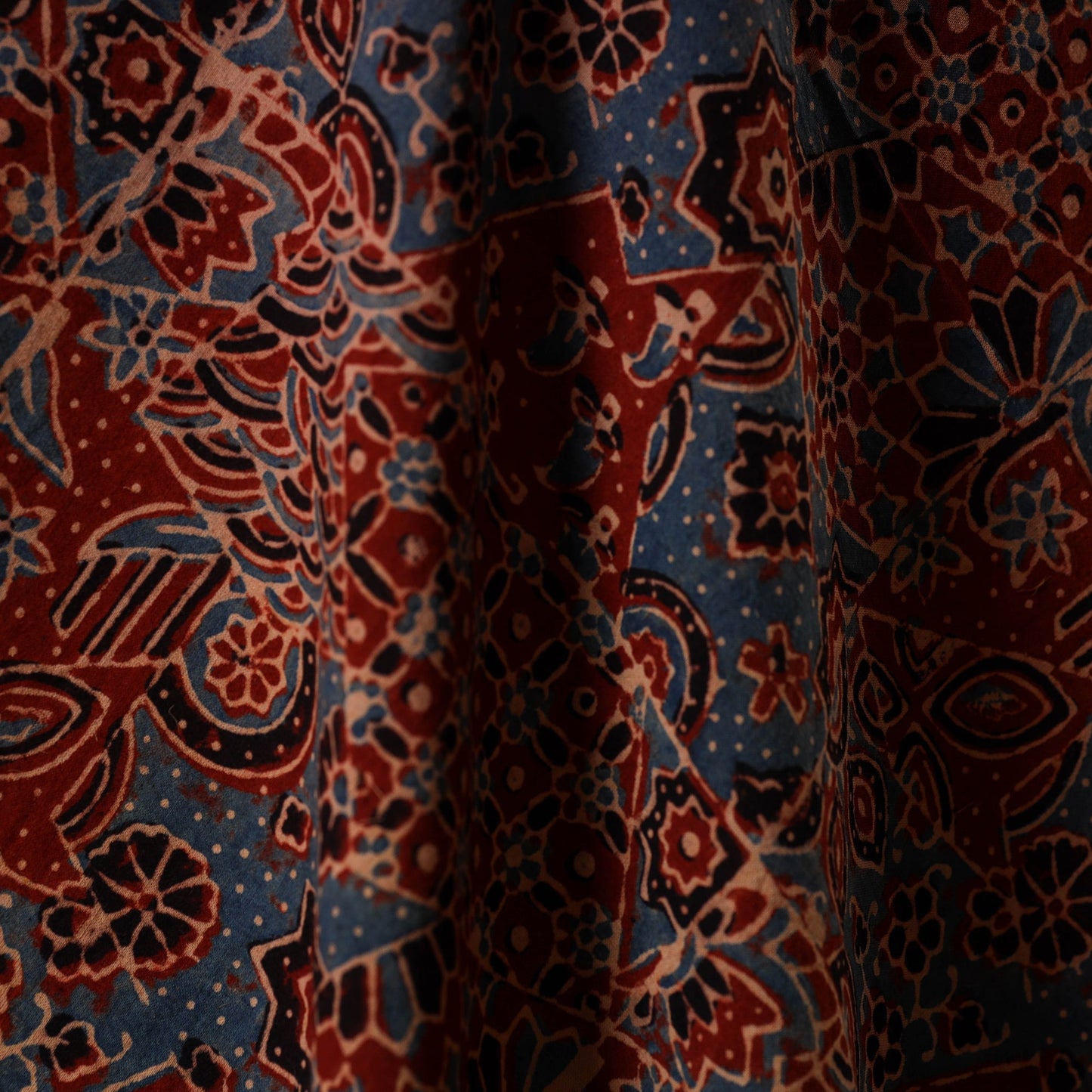 Red - natural dyed hand cotton fabric 13 - handcrafted