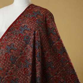 Red - natural dyed hand cotton fabric 13 - handcrafted