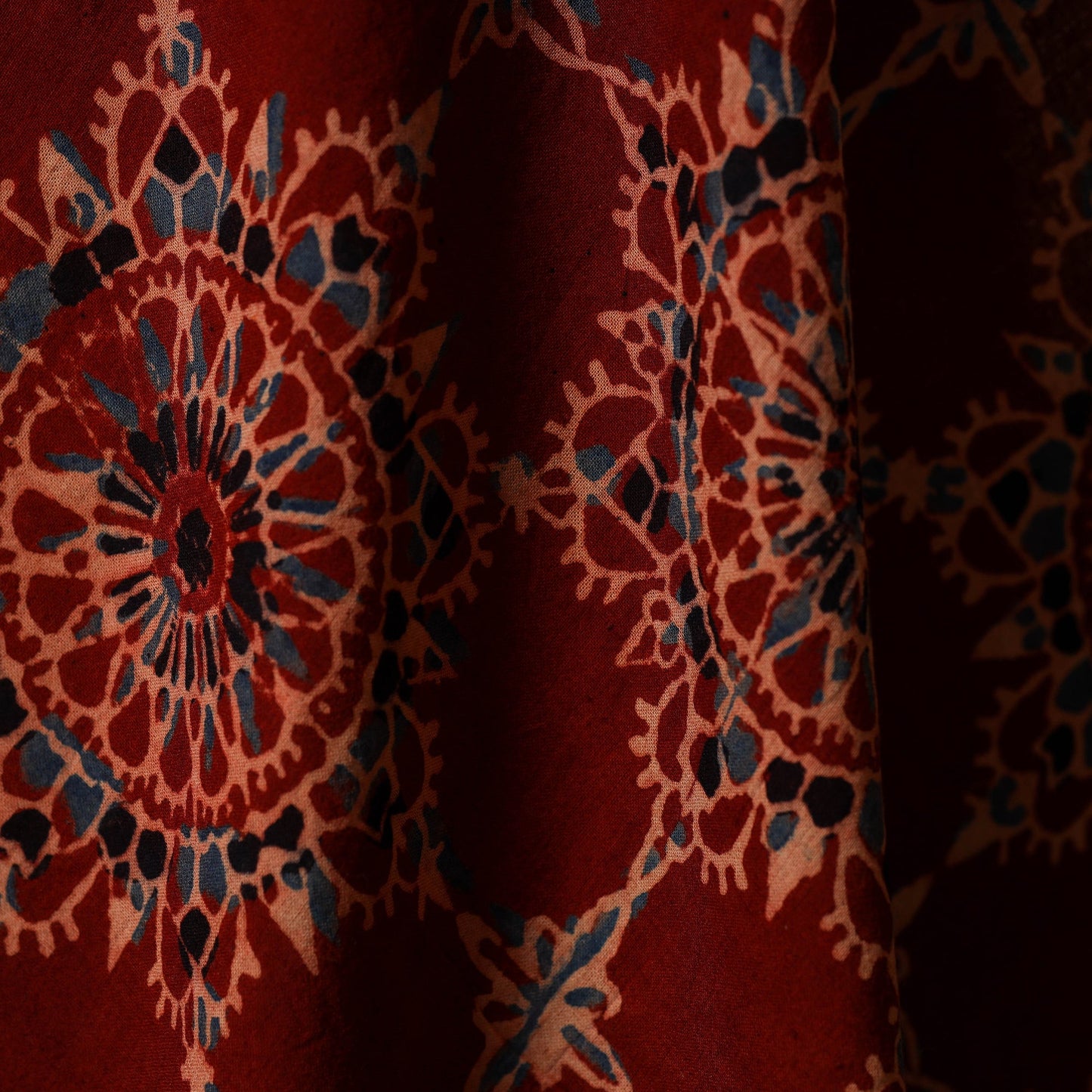 Red - natural dyed hand cotton fabric 22 - handcrafted