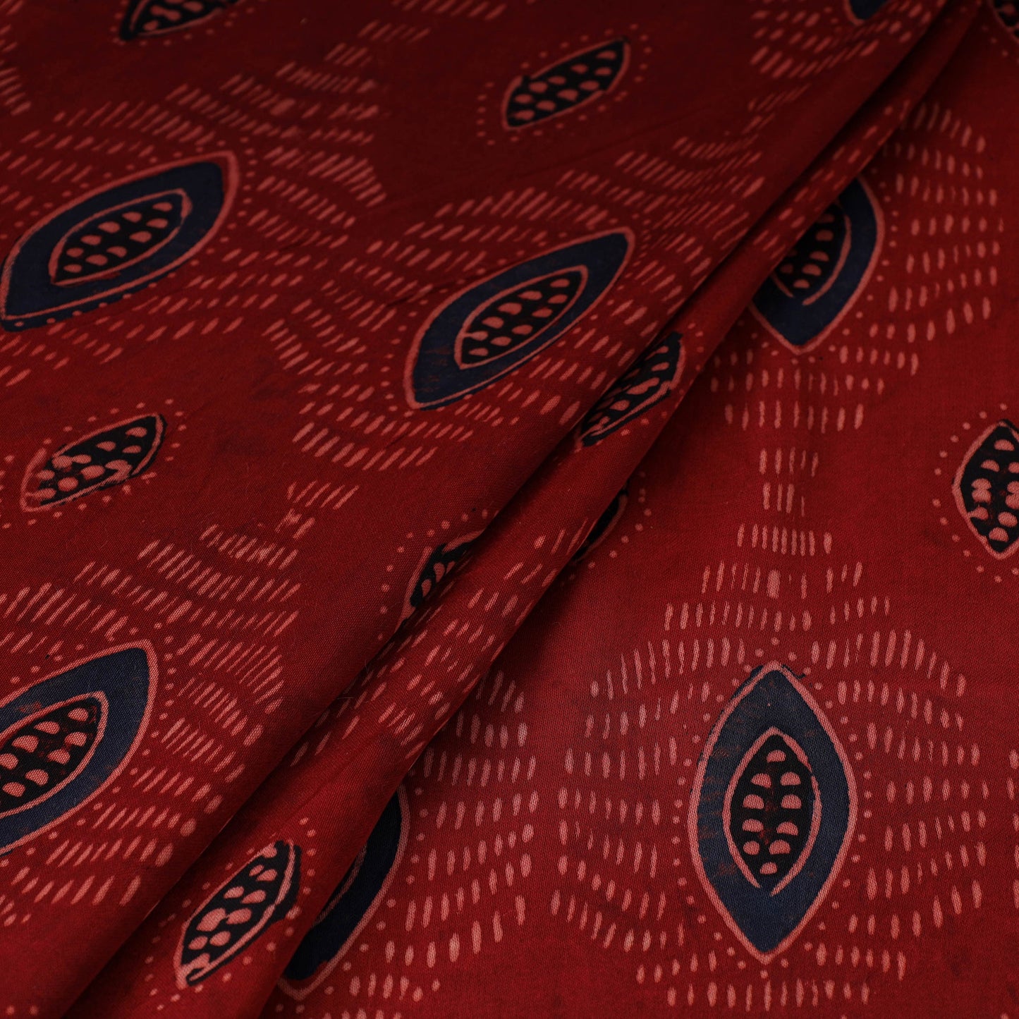 Red - natural dyed hand modal silk fabric 23 - handcrafted