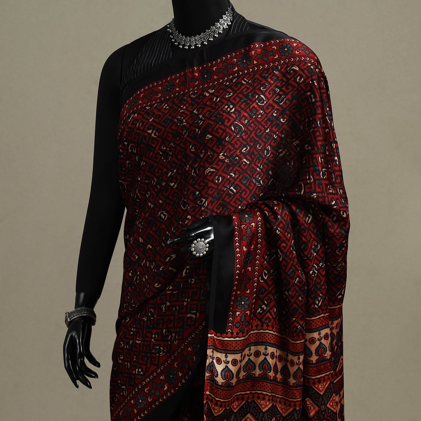 Natural dyed hand modal silk saree with tassels 16