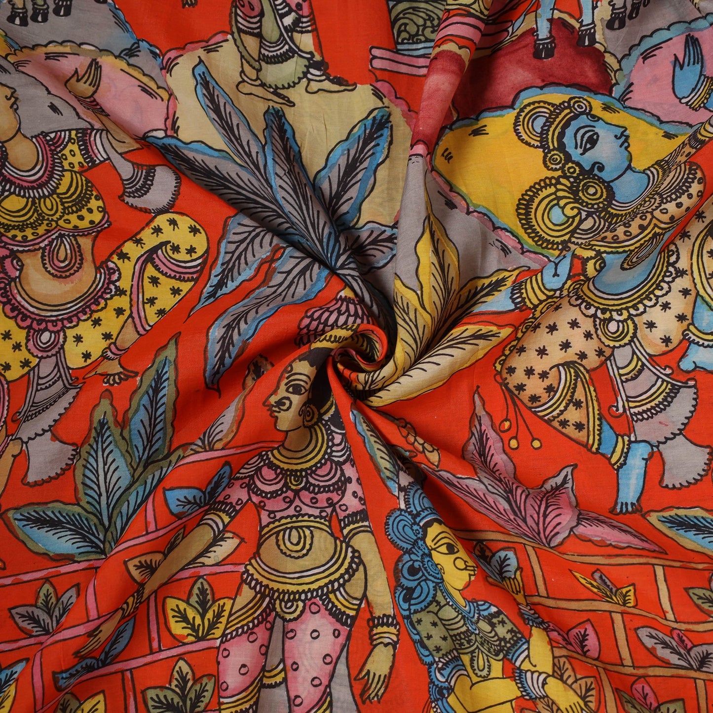 Natural dyed handloom chanderi silk handpainted