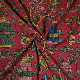 Red - natural dyed handloom chanderi silk handpainted