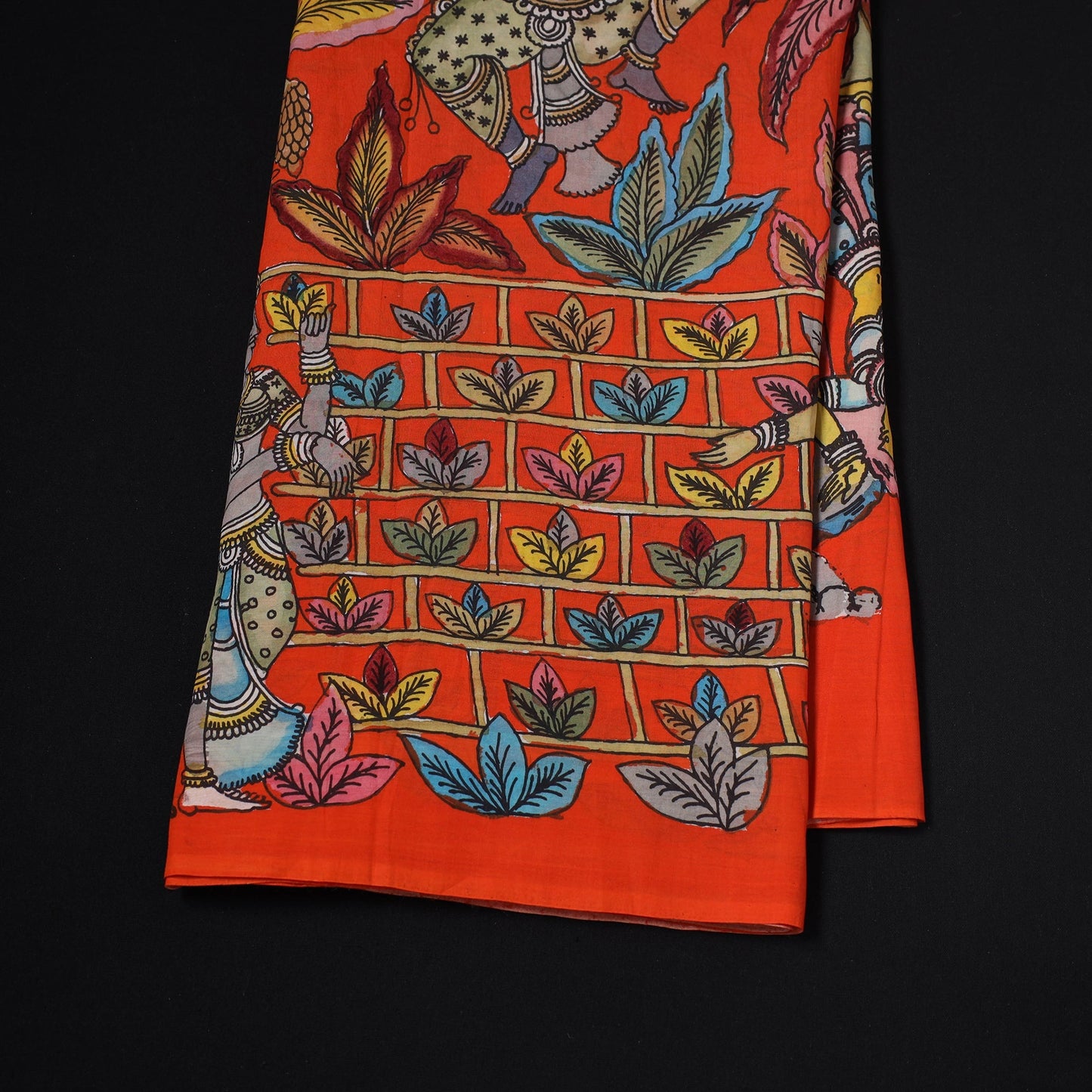 Natural dyed handloom chanderi silk handpainted