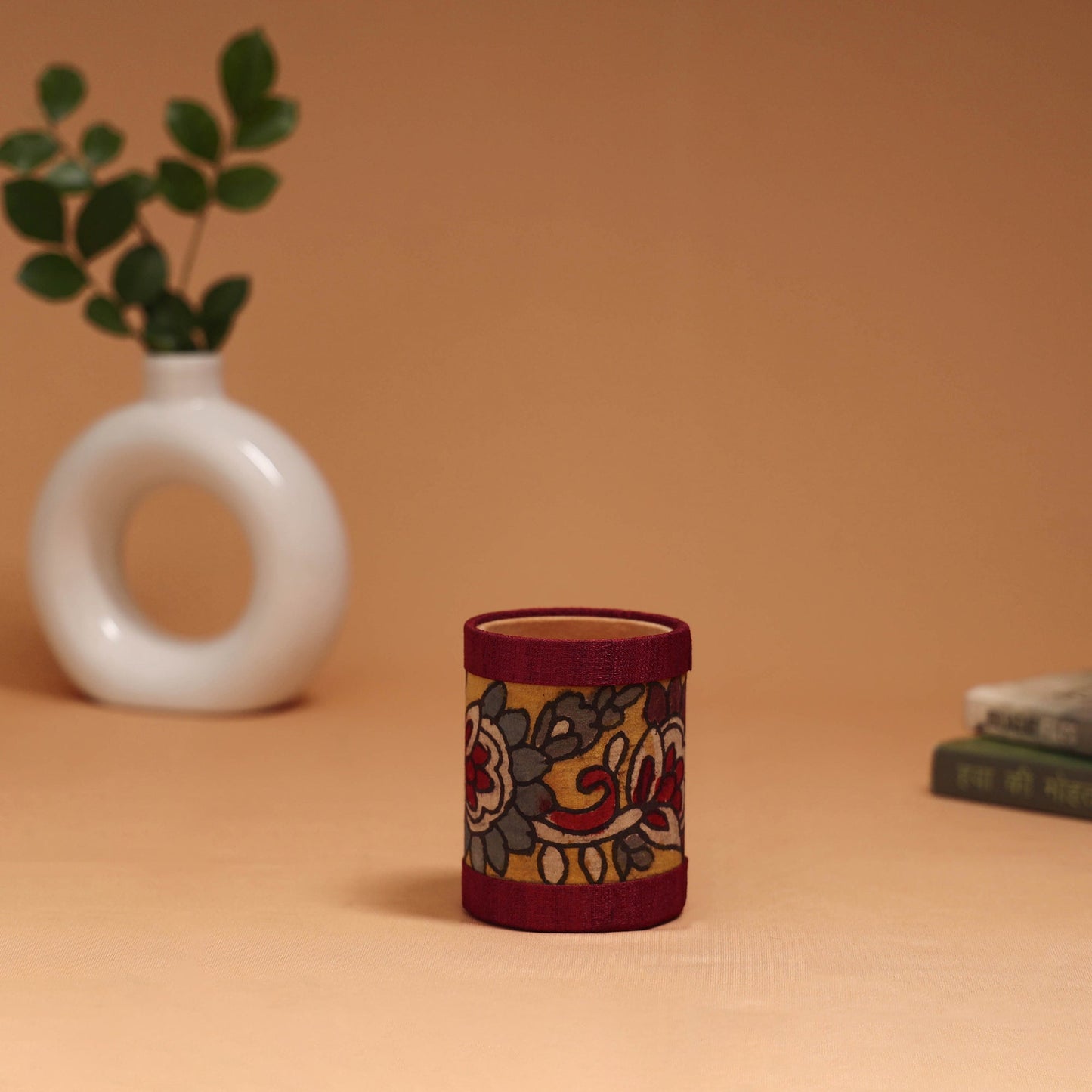 Natural dyed handpainted kalamkari pen stand 03