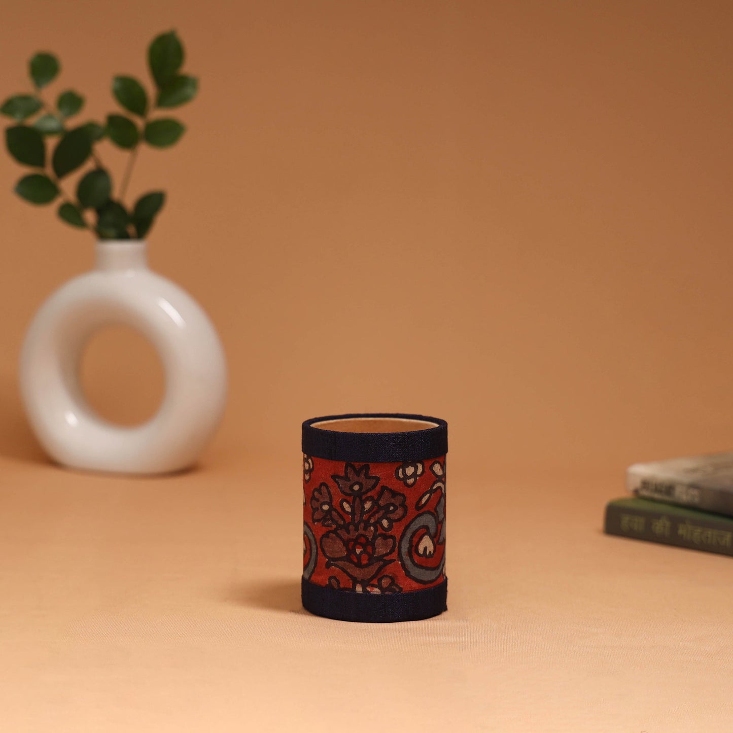 Natural dyed handpainted kalamkari pen stand 06