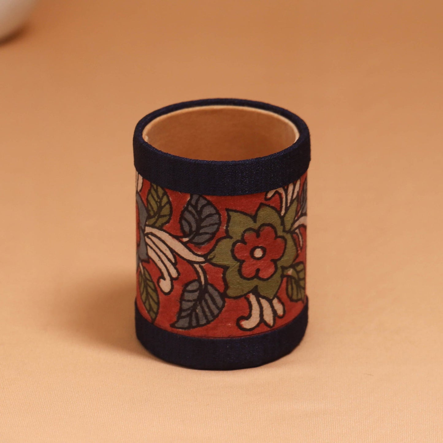 Natural dyed handpainted kalamkari pen stand 08