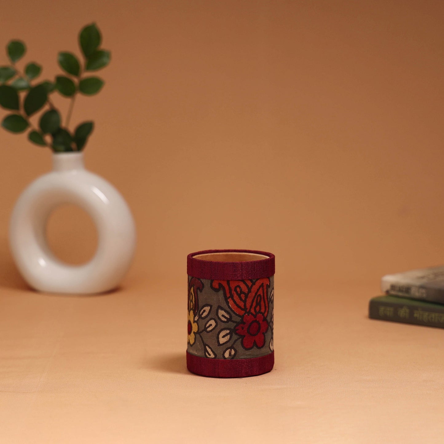 Natural dyed handpainted kalamkari pen stand 10