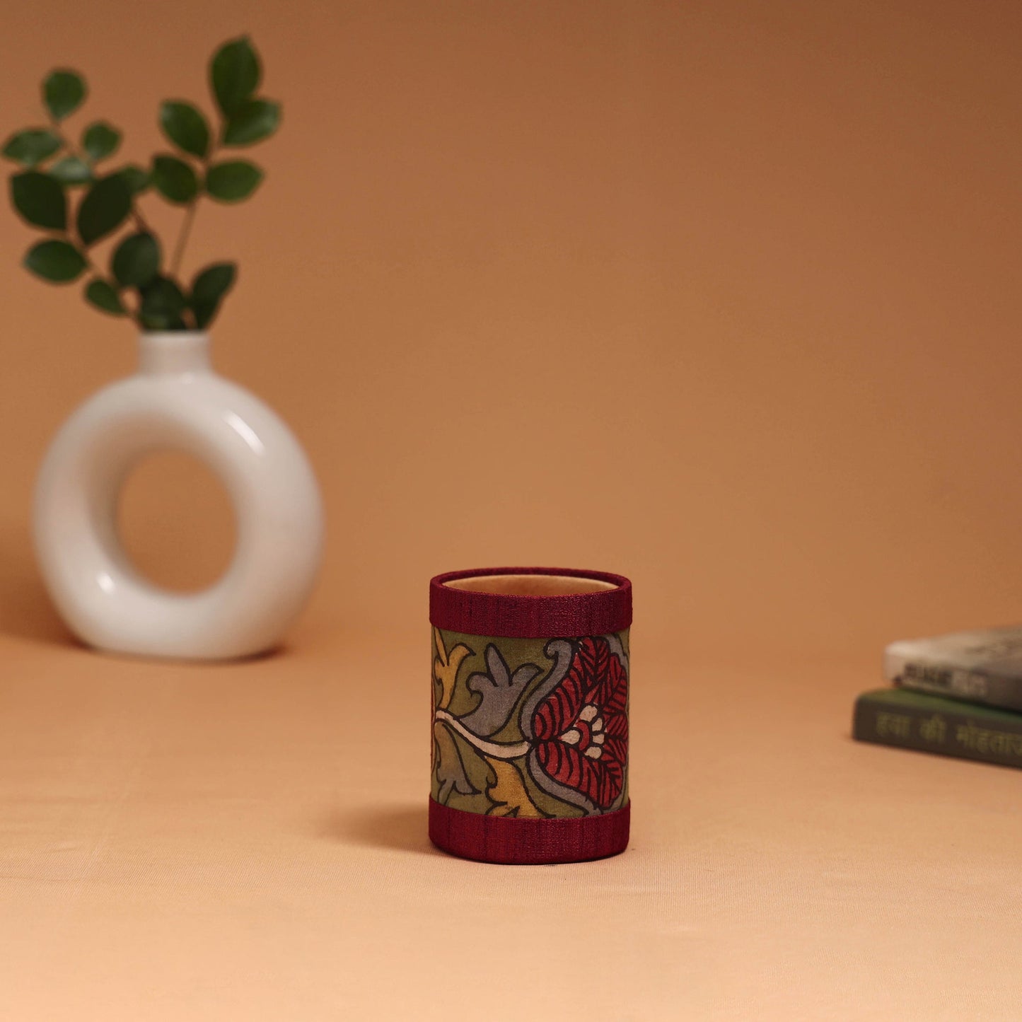 Natural dyed handpainted kalamkari pen stand 11