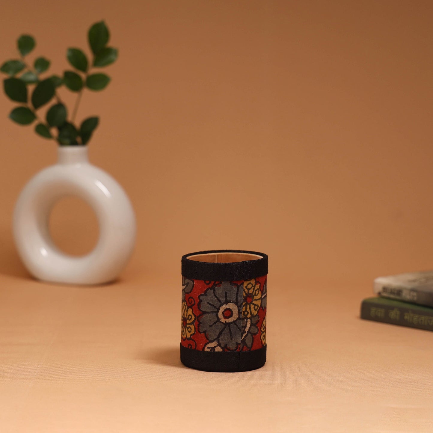 Natural dyed handpainted kalamkari pen stand 12
