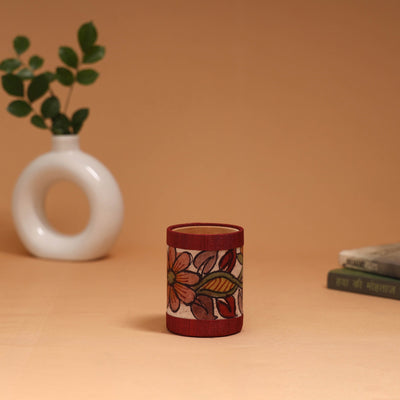 Natural dyed handpainted kalamkari pen stand 19