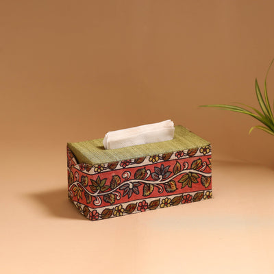 Natural dyed handpainted kalamkari tissue box 42