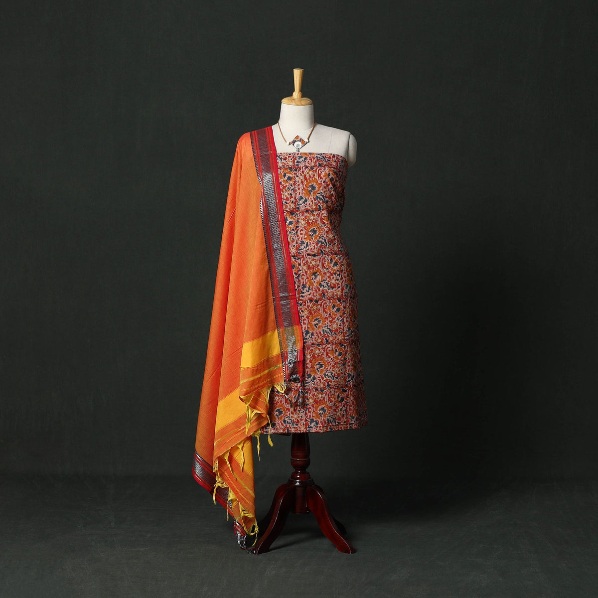 Natural dyed kalamkari hand block print cotton 2pc