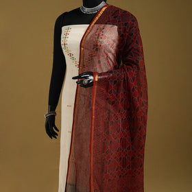 Red - natural dyed kota doria cotton dupatta 02