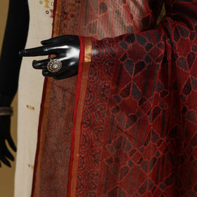 Red - natural dyed kota doria cotton dupatta 02