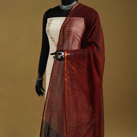 Red - natural dyed kota doria cotton dupatta 04