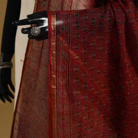 Red - natural dyed kota doria cotton dupatta 04