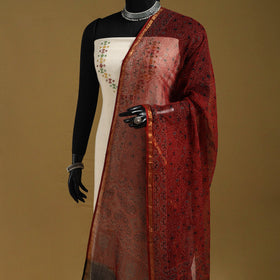 Red - natural dyed kota doria cotton dupatta 14