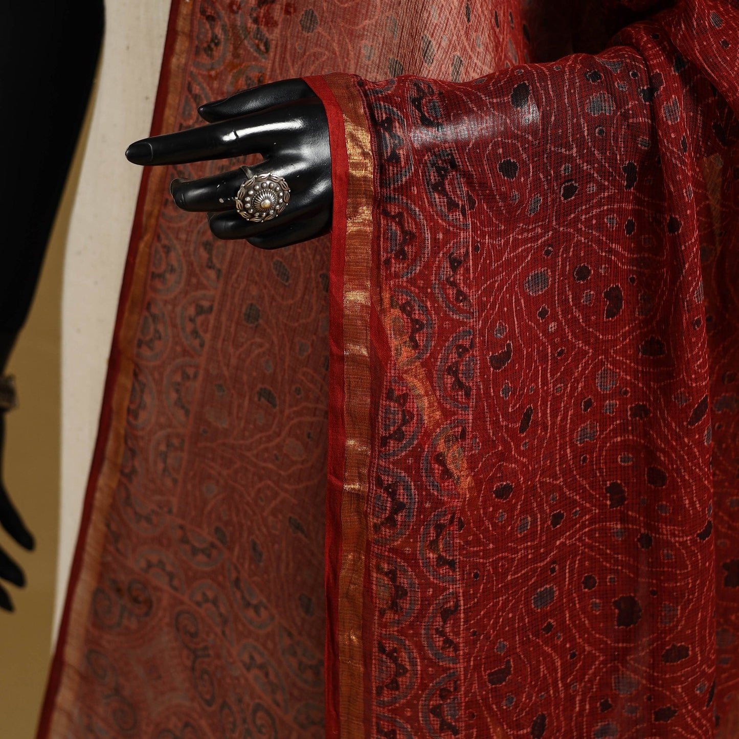 Red - natural dyed kota doria cotton dupatta 14