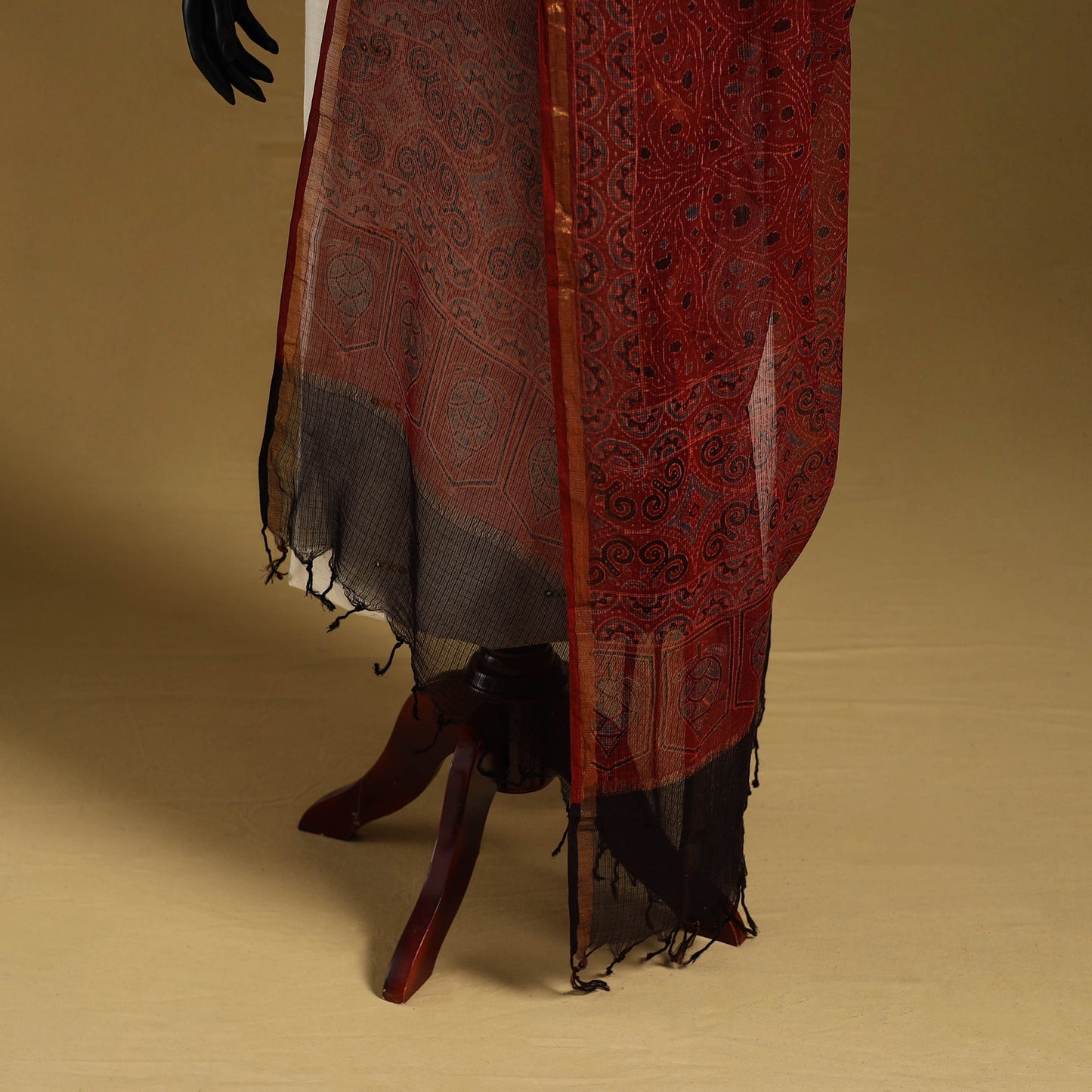 Red - natural dyed kota doria cotton dupatta 14