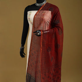Red - natural dyed kota doria cotton dupatta 15