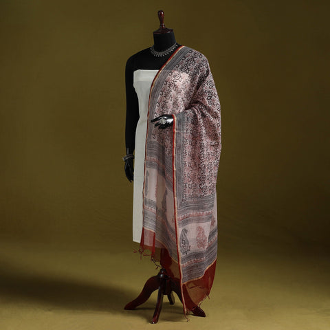 Natural dyed kota doria cotton hand block bagh print
